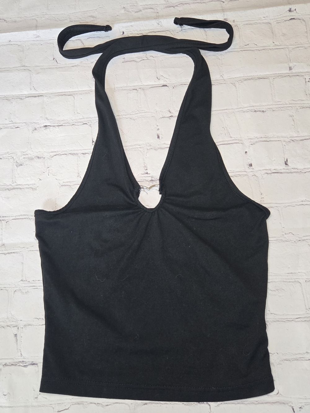 Women’s Black Halter Camisole with Heart Ring